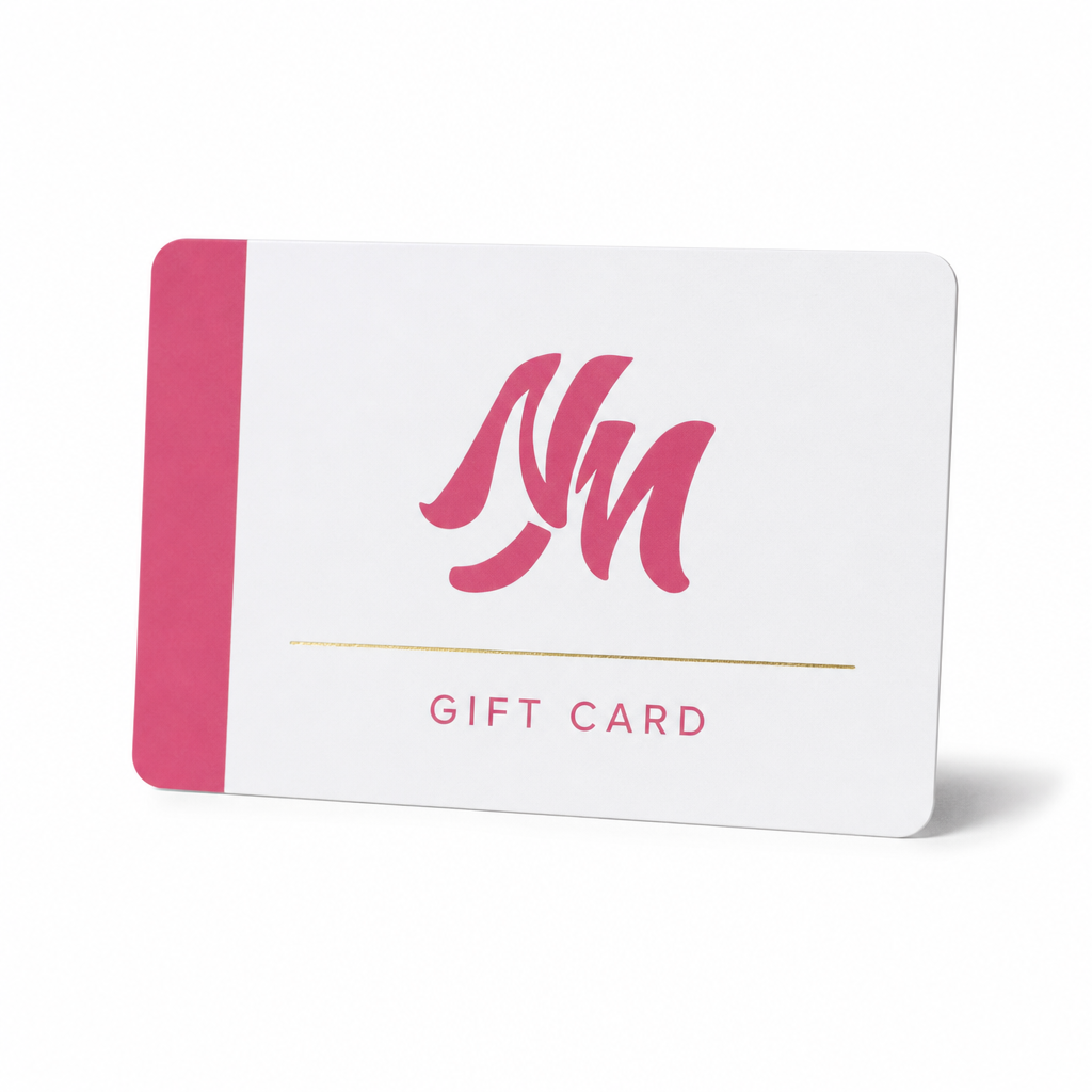Nellé Mignon gift card with pink NM branding